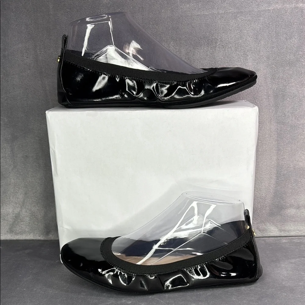 Yosi Samra Black Patent Foldable Ballet Flats Travel Shoes Size 7